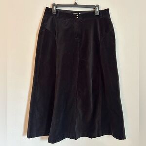 Charter Club Black Corduroy Midi A-Line Skirt Sz 12/L 98% Cotton Academia Retro